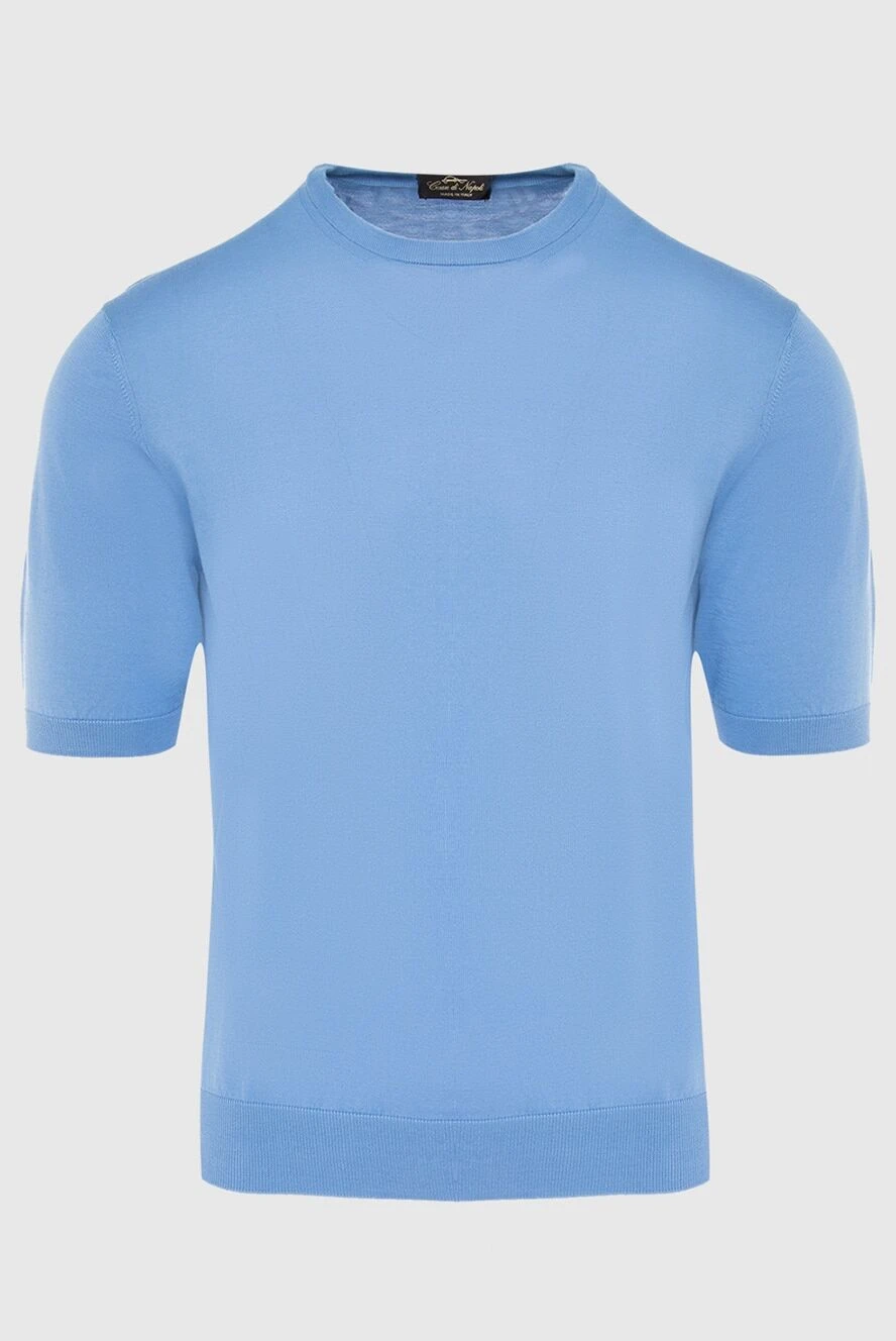 Cesare di Napoli Cotton short sleeve jumper blue for men - Short sleeve. 100% cotton. Country of manufacture: Italy. Care: specialized cleaning - photo 1