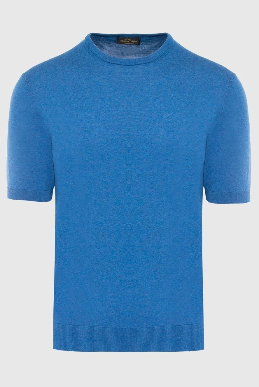 Cesare di Napoli Cotton short sleeve jumper blue for men - Optional: Short sleeve. Composition: 100% cotton. Country of manufacture: Italy. Care: specialized cleaning - photo 1