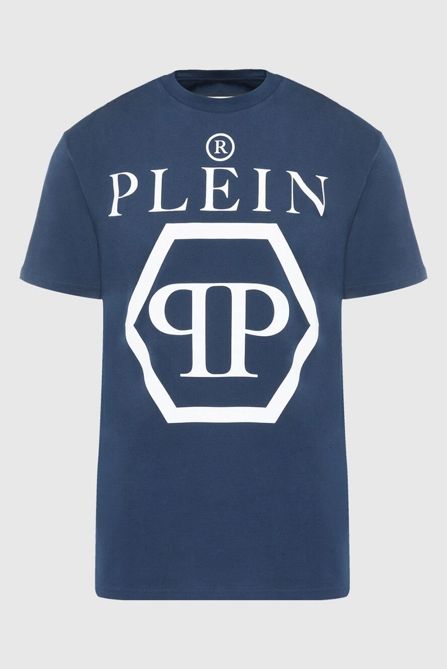 Philipp Plein Cotton T-shirt blue for men - Decor: brand logo. Composition: 100% cotton. Country of manufacture: Italy. Care: specialized cleaning - photo 1