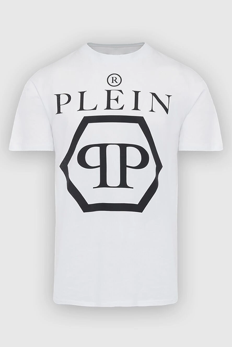 Philipp Plein White cotton T-shirt for men - Decor: brand logo. Composition: 100% cotton. Country of manufacture: Italy. Care: specialized cleaning - photo 1