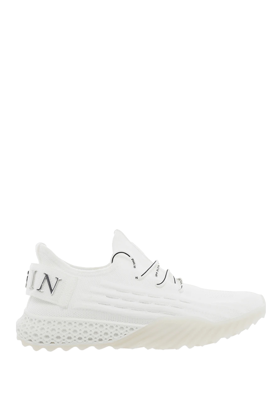 Philipp Plein White polyester sneakers for men - contrast sole, logo. 100% polyester (PL). lacing. Country of manufacture: Italy. Care: specialized cleaning - photo 1