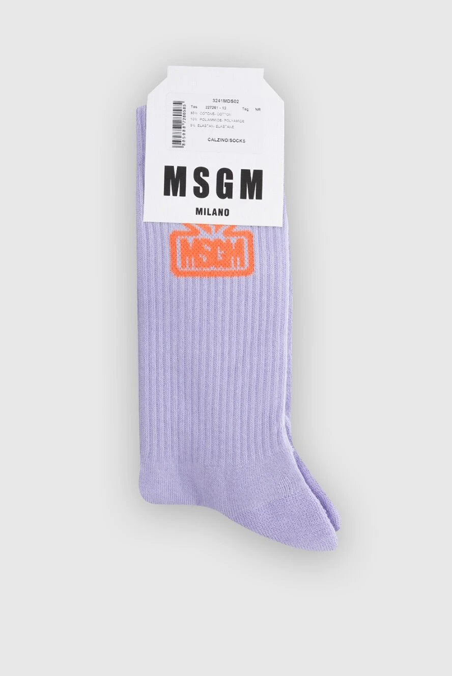 MSGM Women's socks with a logo, purple - logo. cotton, polyamide, elastane. Country of manufacture: Italy. Care: specialized cleaning - photo 1