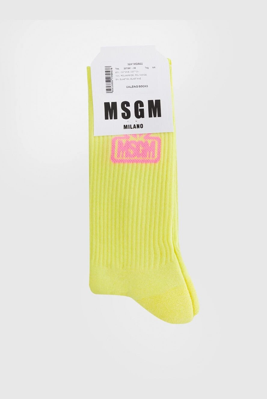 MSGM Women's socks with a logo, lime green - logo. cotton, polyamide, elastane. Country of manufacture: Italy. Care: specialized cleaning - photo 1