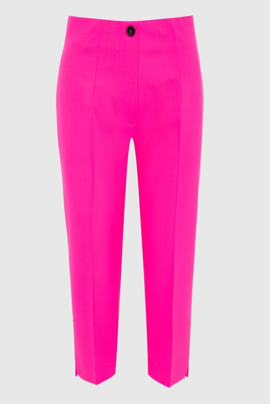 MSGM Women's cropped pants bright pink - two pockets. 96% wool, 4% elastane. zipper, buttons. Country of manufacture: Italy. Care: specialized cleaning - photo 1