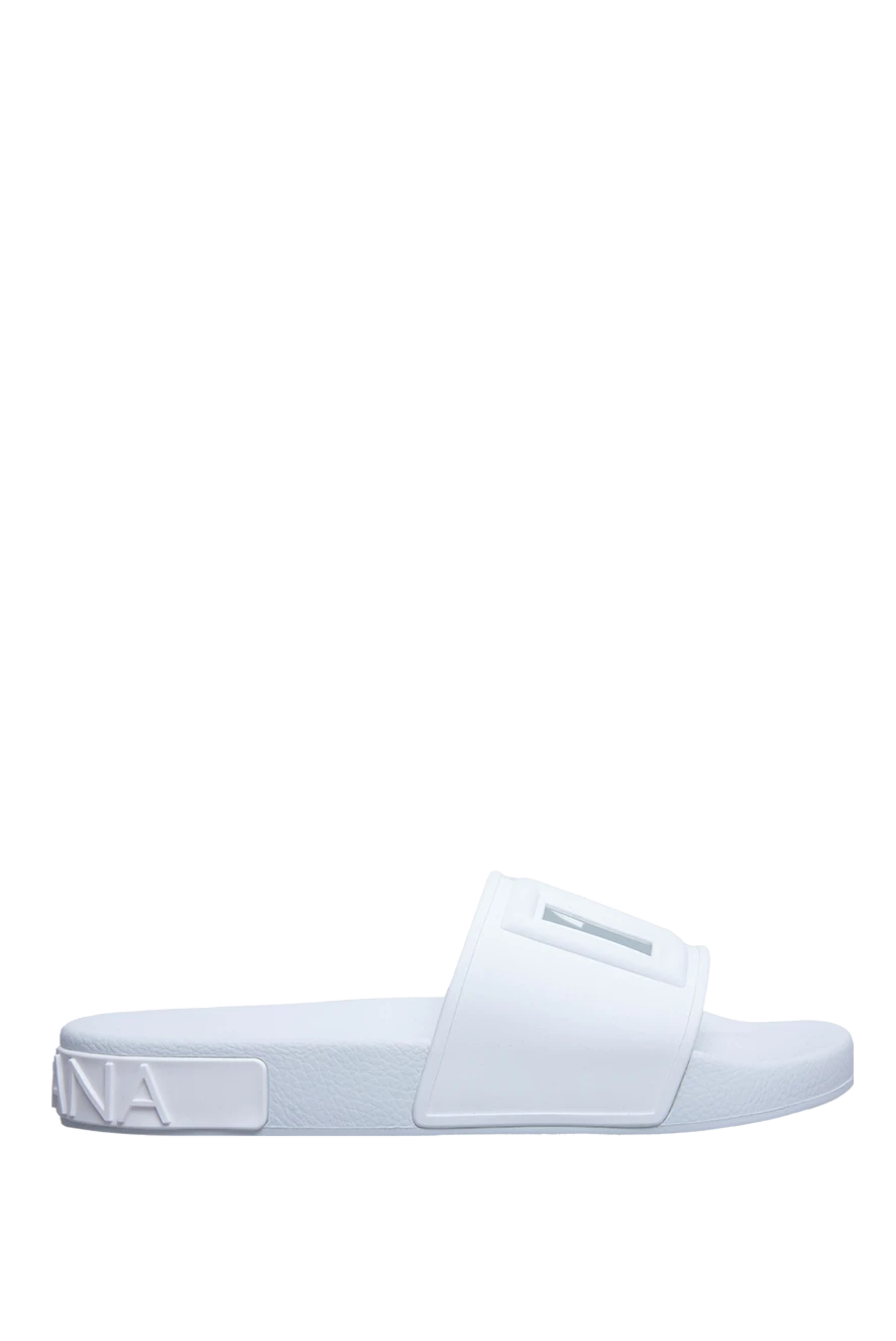 Dolce & Gabbana White rubber slippers for men - logo. 100% rubber. Country of manufacture: Italy. Care: specialized cleaning - photo 1