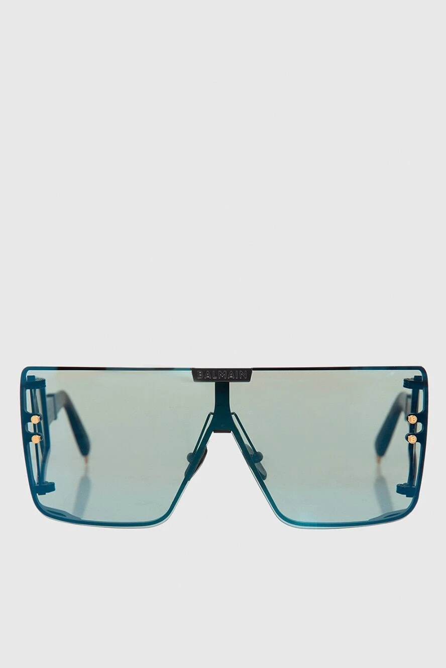 Balmain Men's black square glasses with logo on the temple - Frame color: black. blue. Decoration: logo on the bracket. titanium, plastic. Country of manufacture: Italy. Care: specialized cleaning - photo 1