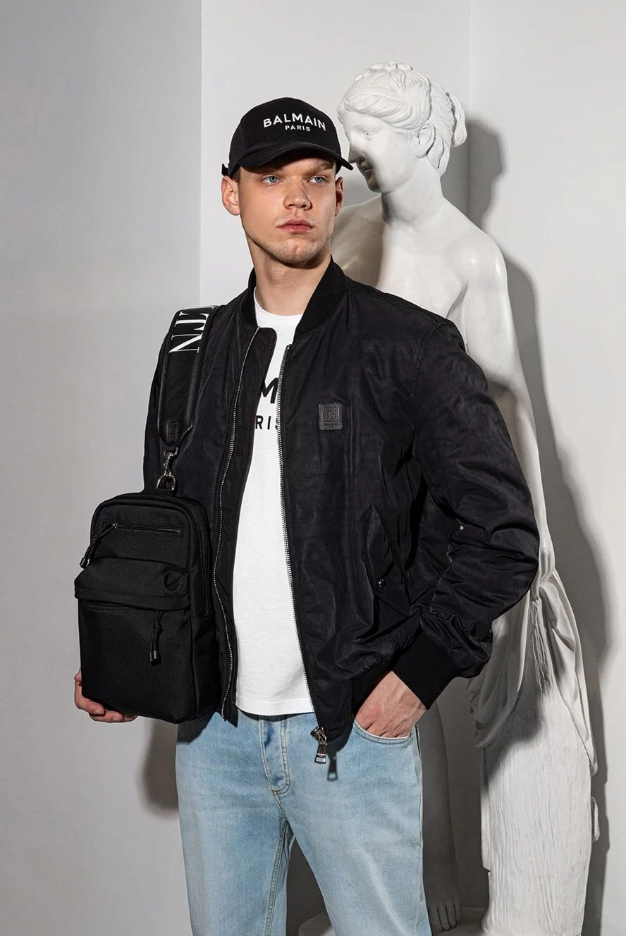 Balmain хлопковая футболка белого цвета с чёрным логотипом 167026