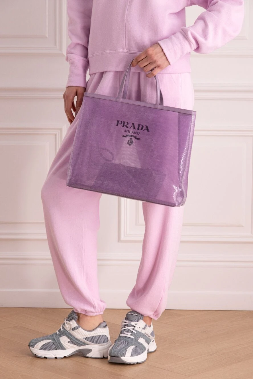 アウターその他 PRADA Women Outer 1673631TQUF0224 P19 Purple Prada Women S Purple Tote Bag With Black Logo 167050 New
