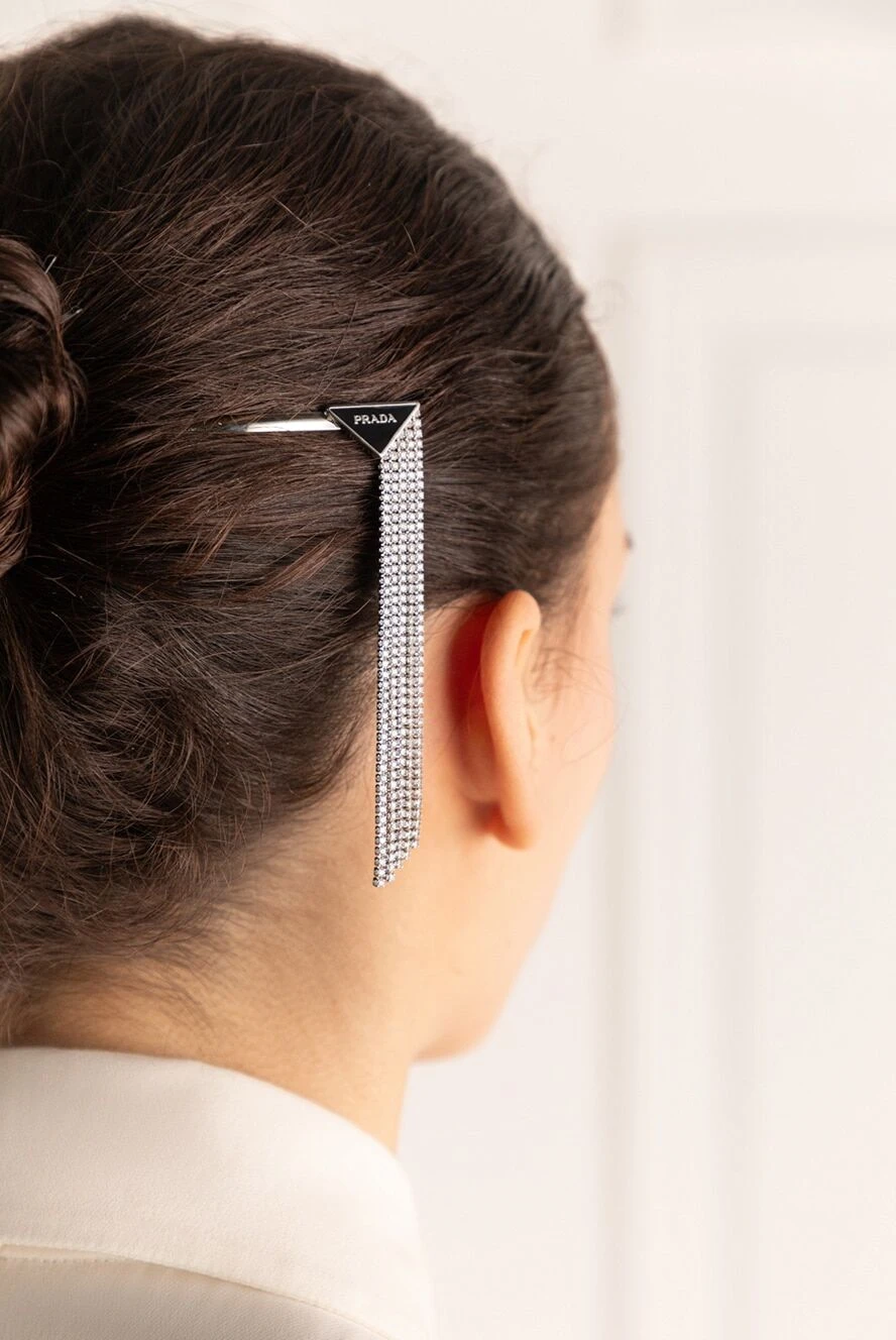 ヘアアクセサリー PRADA crystal hairpin Black Metal Hair Pins | PRADA