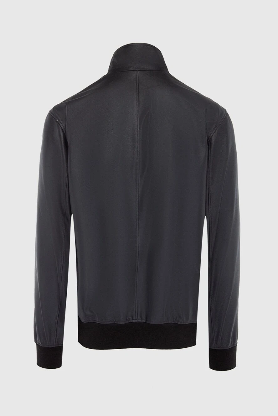 Seraphin mens black leather jacket with high collar and concealed