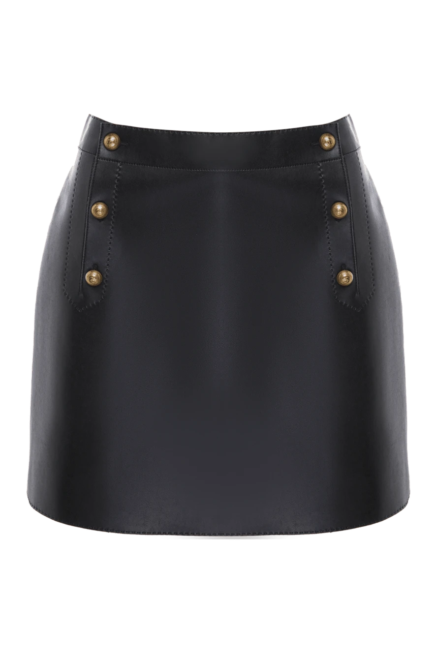 Ermanno Scervino Black leather skirt for women - metal details. 100% leather. zipper. Country of manufacture: Italy. Care: specialized cleaning - photo 1