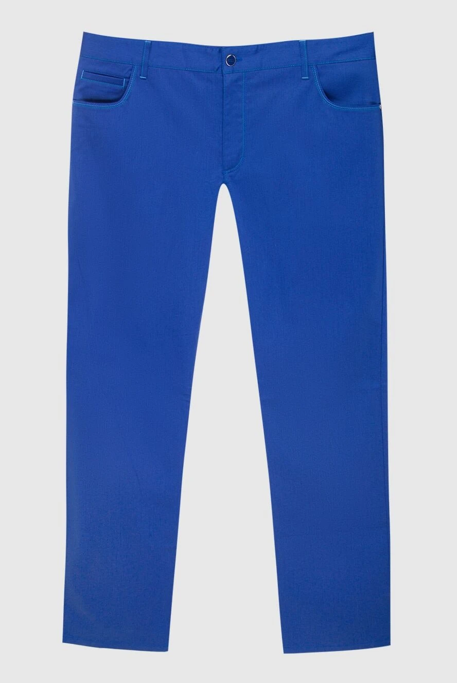 Zilli Blue cotton trousers for men - 98% cotton, 2% elastane. Closure: button, zipper. three side, two back pockets. Country of manufacture: Italy. Care: specialized cleaning - photo 1