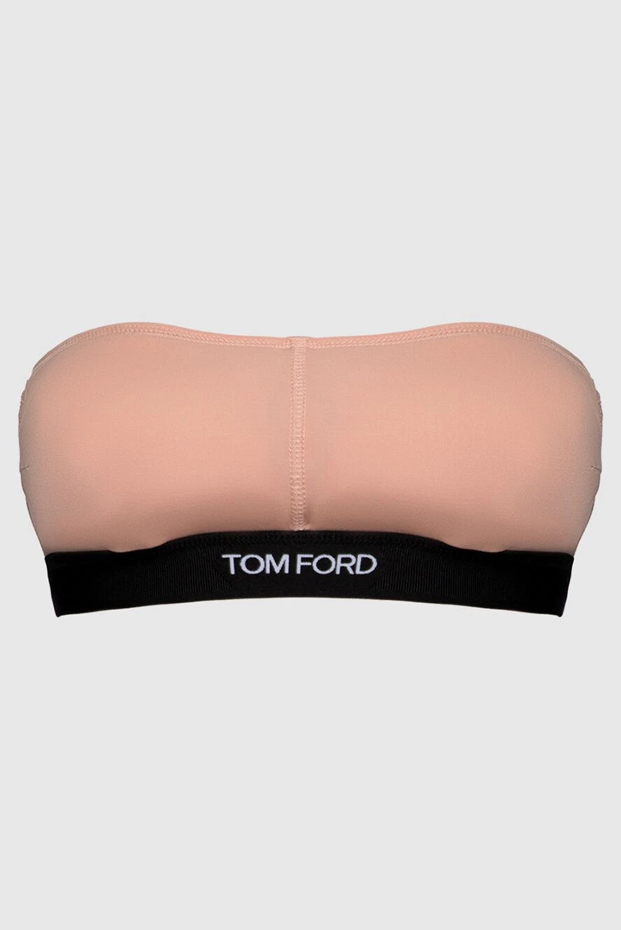 Tom Ford Women's bra top with a logo, pink - logo on a black elastic band. modal, elastane. Fastener: elastic band. strapless. Country of manufacture: Italy. Care: specialized cleaning - photo 1