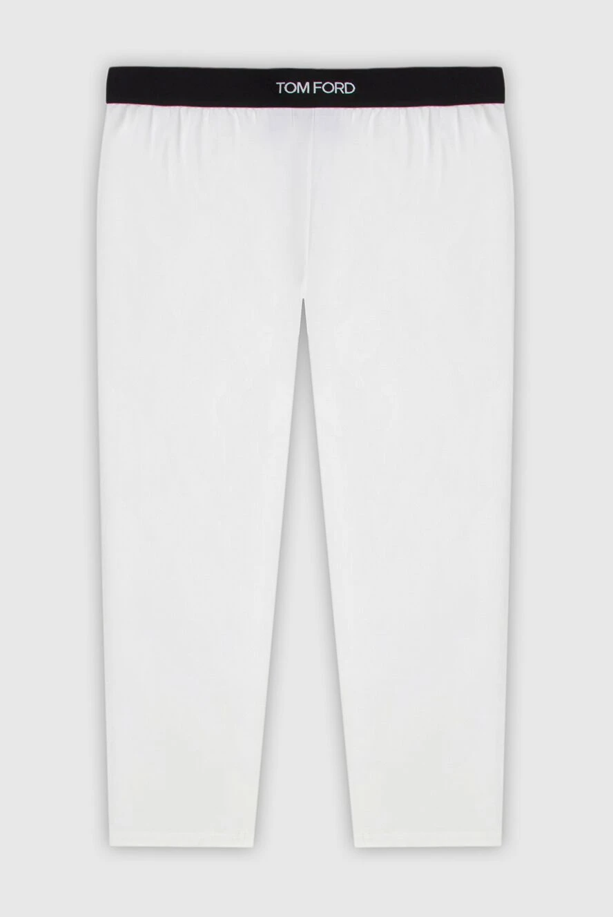 Tom Ford White leggings from modal for women - contrast belt with logo. 97% modal, 3% elastane. elastic belt. Country of manufacture: Italy. Care: specialized cleaning - photo 1