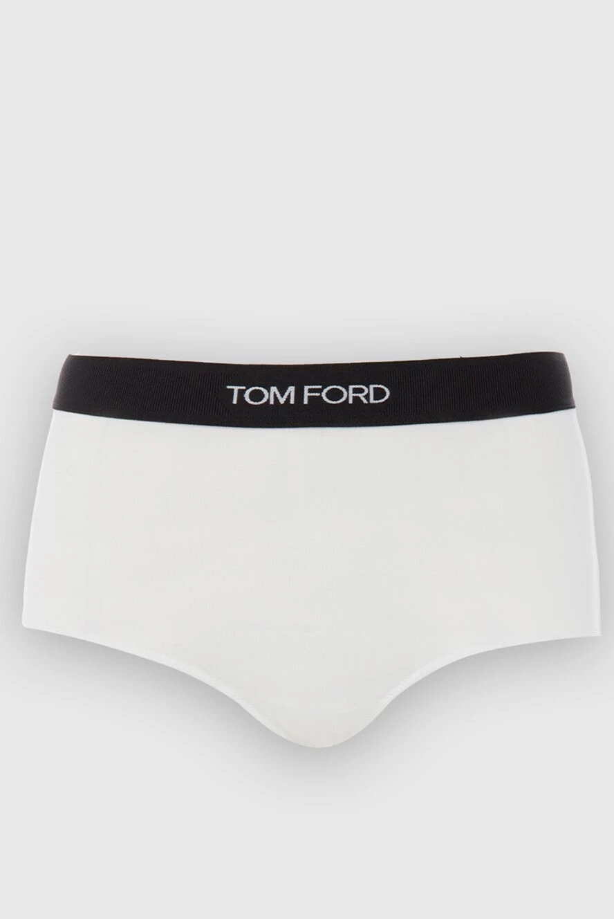 Tom Ford Сліпи з модалу та еластану білі жіночі - логотип на чорному еластичному поясі. модал, еластан. Країна виробник: Италия. Догляд: спеціалізоване чищення - фото 1