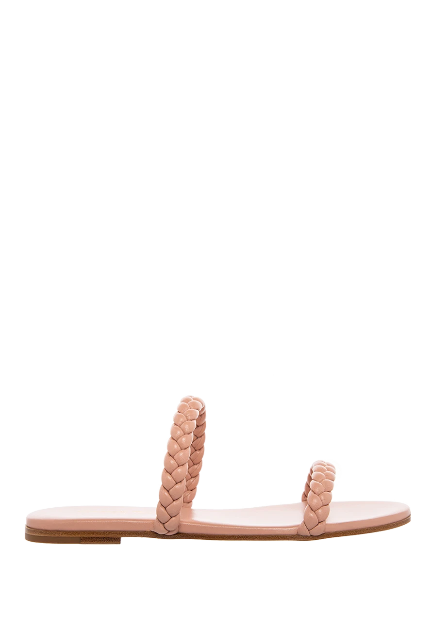 Gianvito Rossi Pink leather flip-flops for women - woven straps. leather. Country of manufacture: Italy. Care: specialized cleaning - photo 1