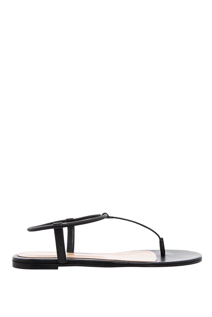 Gianvito Rossi Women's leather flip-flops, black - thin straps. leather. Country of manufacture: Italy. Care: specialized cleaning - photo 1