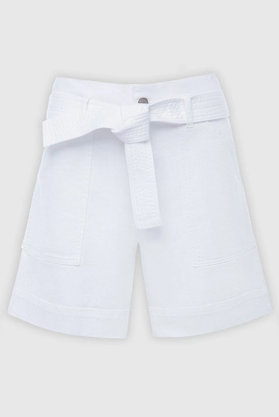 P.A.R.O.S.H. Women's white shorts with belt - Decoration: tie. two pockets. 98% cotton, 2% elastane. zipper, button, belt. Country of manufacture: Italy. Care: specialized cleaning - photo 1