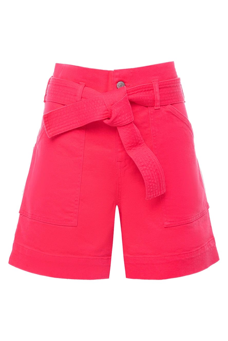 P.A.R.O.S.H. Cotton shorts pink for women - Decoration: tie. two pockets. 98% cotton, 2% elastane. zipper, button, belt. Country of manufacture: Italy. Care: specialized cleaning - photo 1