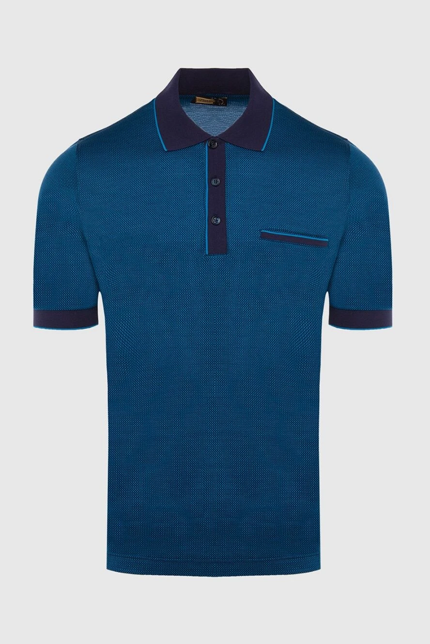 Zilli Polo from cotton blue for men - Contrast collar and cuffs. Contrast chest pocket. 100% cotton. Buttons. Country of manufacture: Italy. Care: specialized cleaning - photo 1