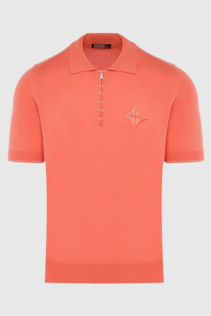 Zilli Cotton, silk and crocodile leather polo orange for men - Brand logo, crocodile leather inserts. 50% cotton, 50% silk, crocodile skin. Closure: Zipper. Country of manufacture: Italy. Care: specialized cleaning - photo 1