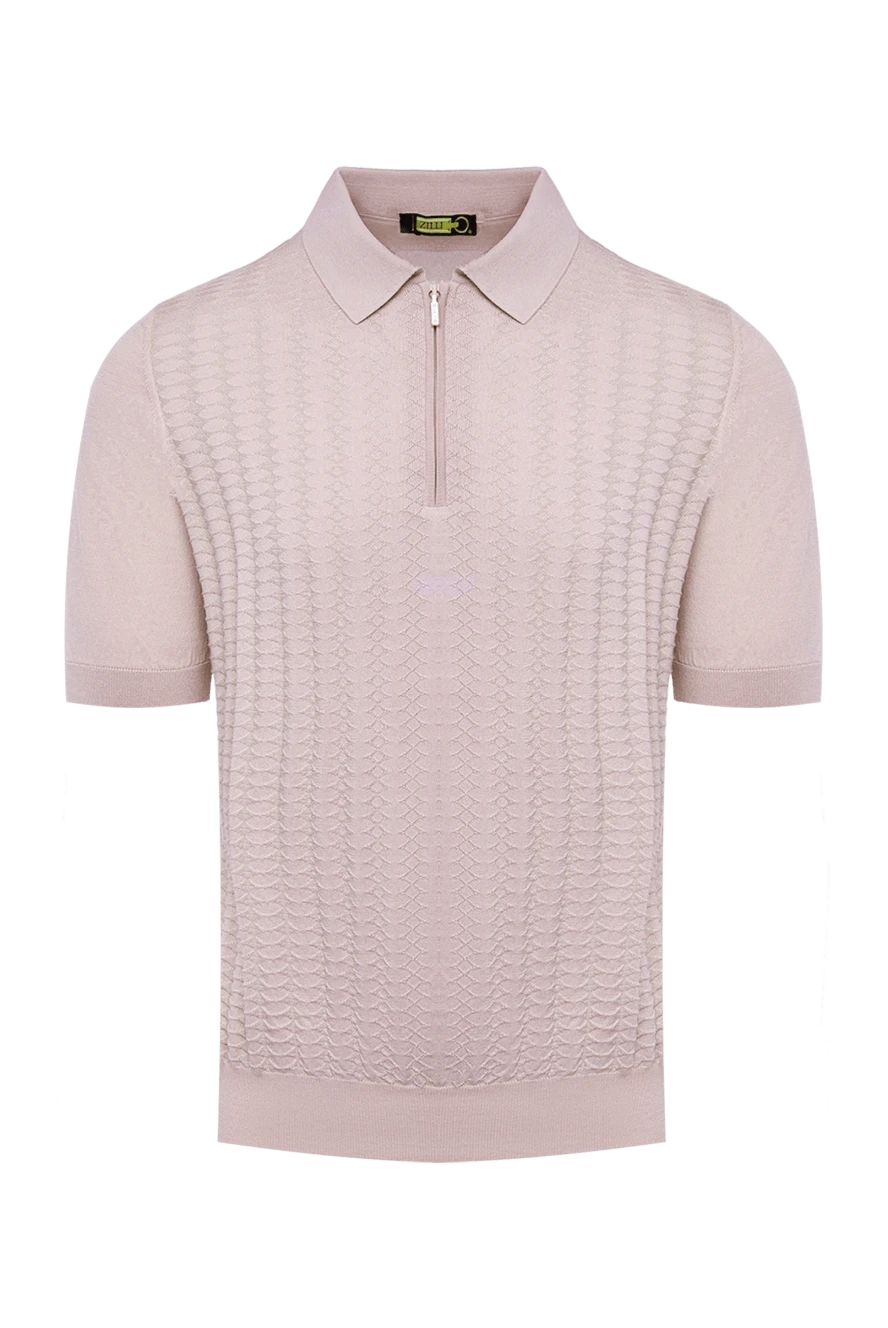 Zilli Cotton and silk polo shirt pink for men - Embossed pattern. 60% silk, 40% cotton. Closure: Zipper. Country of manufacture: Italy. Care: specialized cleaning - photo 1