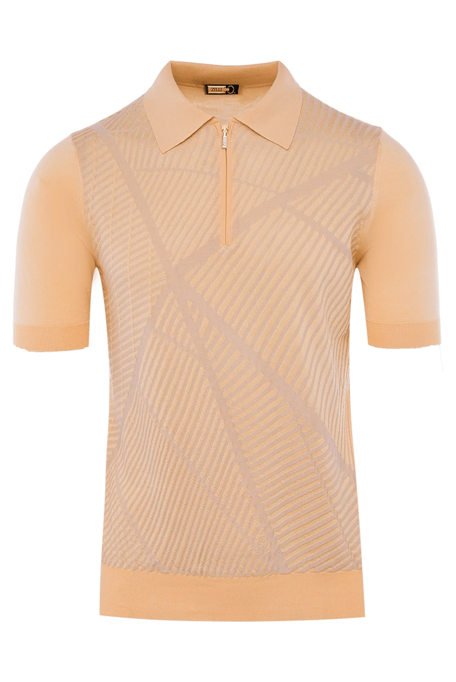 Zilli Cotton and silk polo orange for men - Contrasting pattern. 60% silk, 40% cotton. Closure: Zipper. Country of manufacture: Italy. Care: specialized cleaning - photo 1