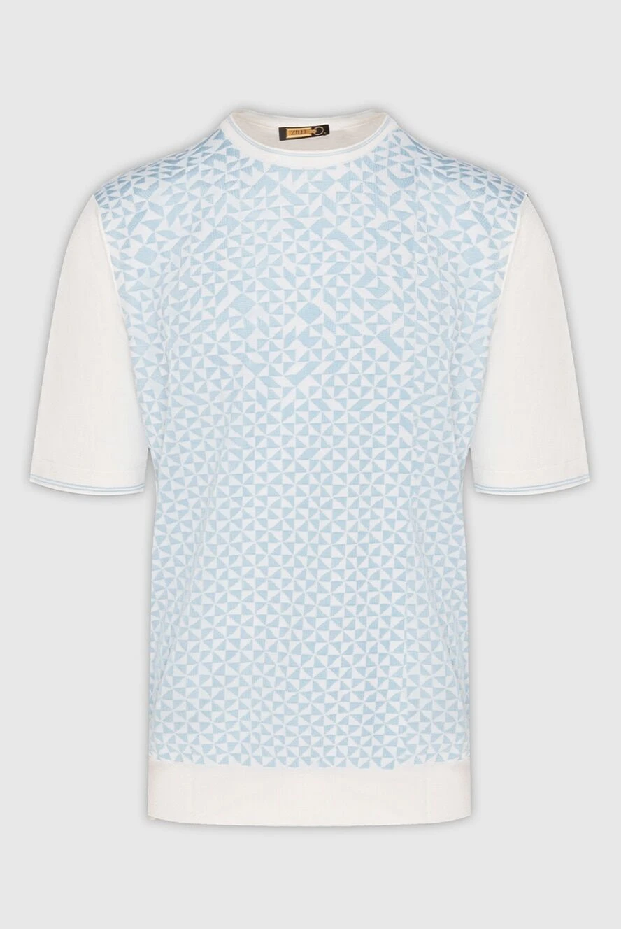 Zilli Short sleeve jumper in silk and cotton white for men - Contrasting pattern. Short sleeve. 60% silk, 40% cotton. Country of manufacture: Italy. Care: specialized cleaning - photo 1
