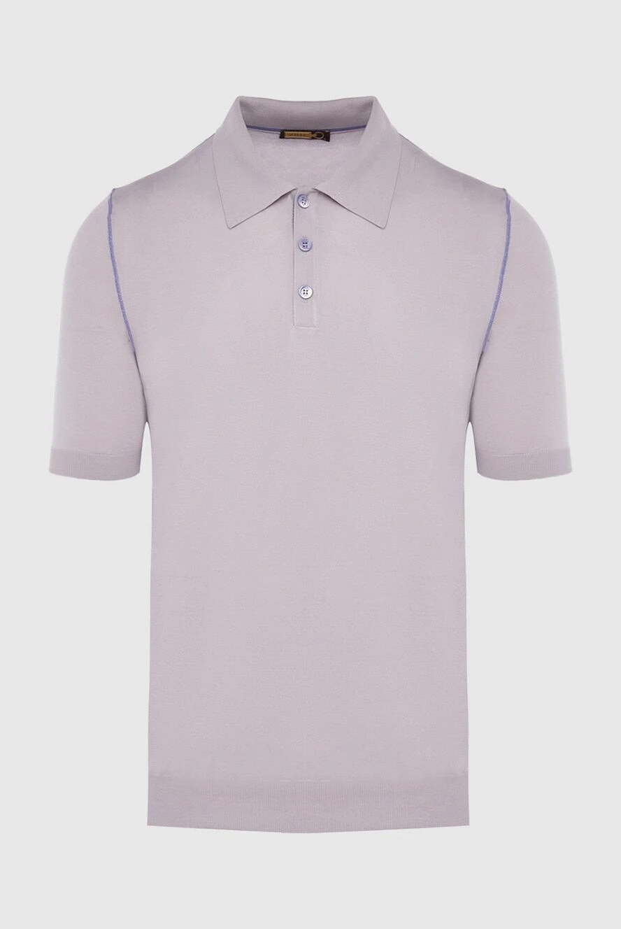 Zilli Men's polo shirt made of silk, viscose and crocodile leather - Alligator skin inserts, contrast lines on the shoulders. 80% silk, 20% viscose, alligator skin. Buttons. Country of manufacture: Italy. Care: specialized cleaning - photo 1