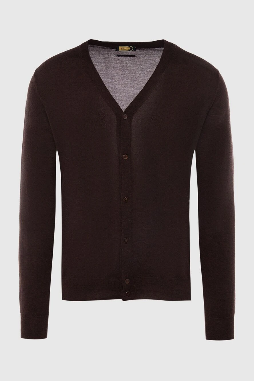 Zilli Men's cardigan made of cashmere and silk, brown - 70% cashmere, 30% silk. Closure: buttons. Country of manufacture: Italy. Care: specialized cleaning - photo 1