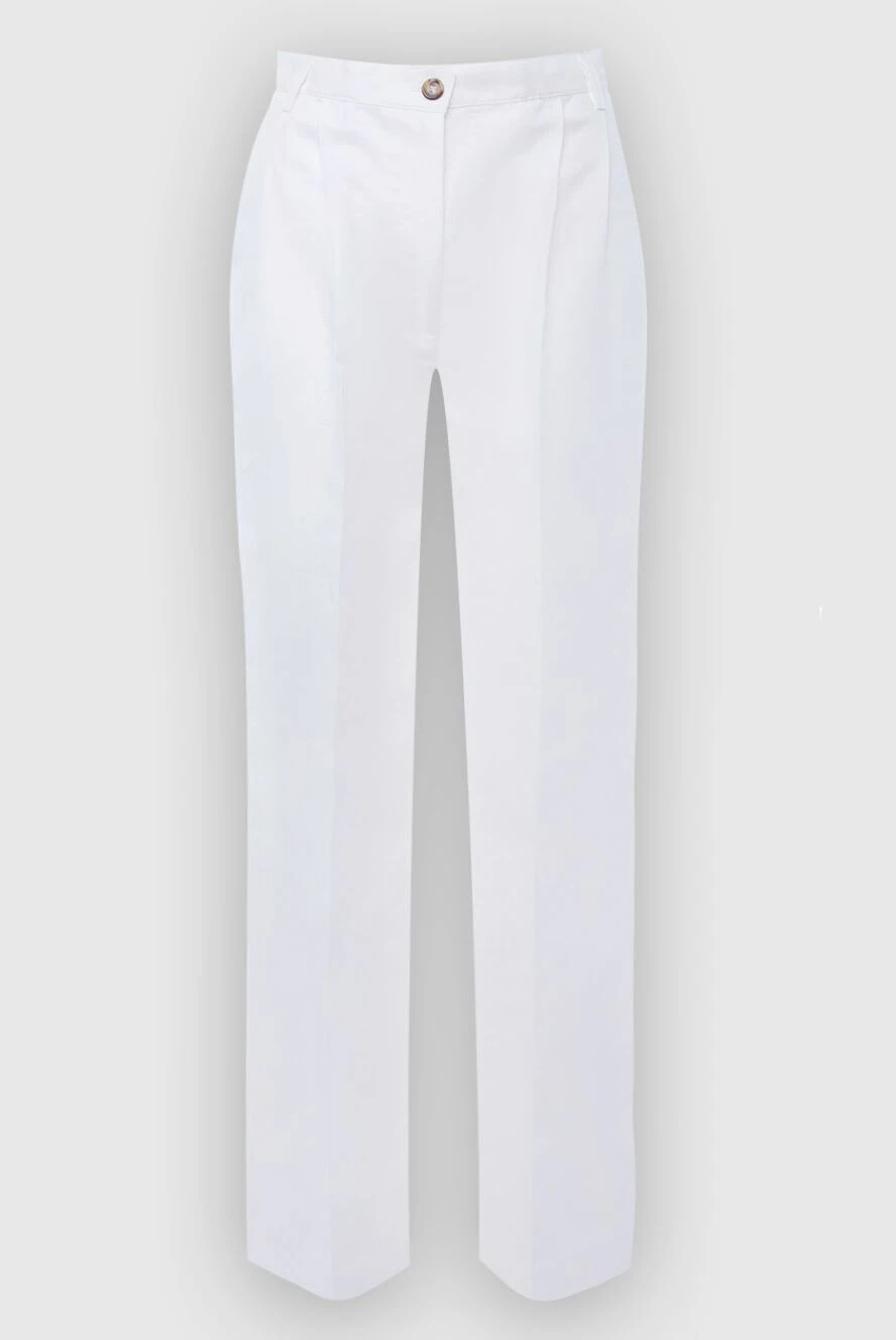 Forte dei Marmi Couture Women's classic-cut pants white - two side pockets, two back pockets. linen, cotton. zipper, button. Country of manufacture: Italy. Care: specialized cleaning - photo 1