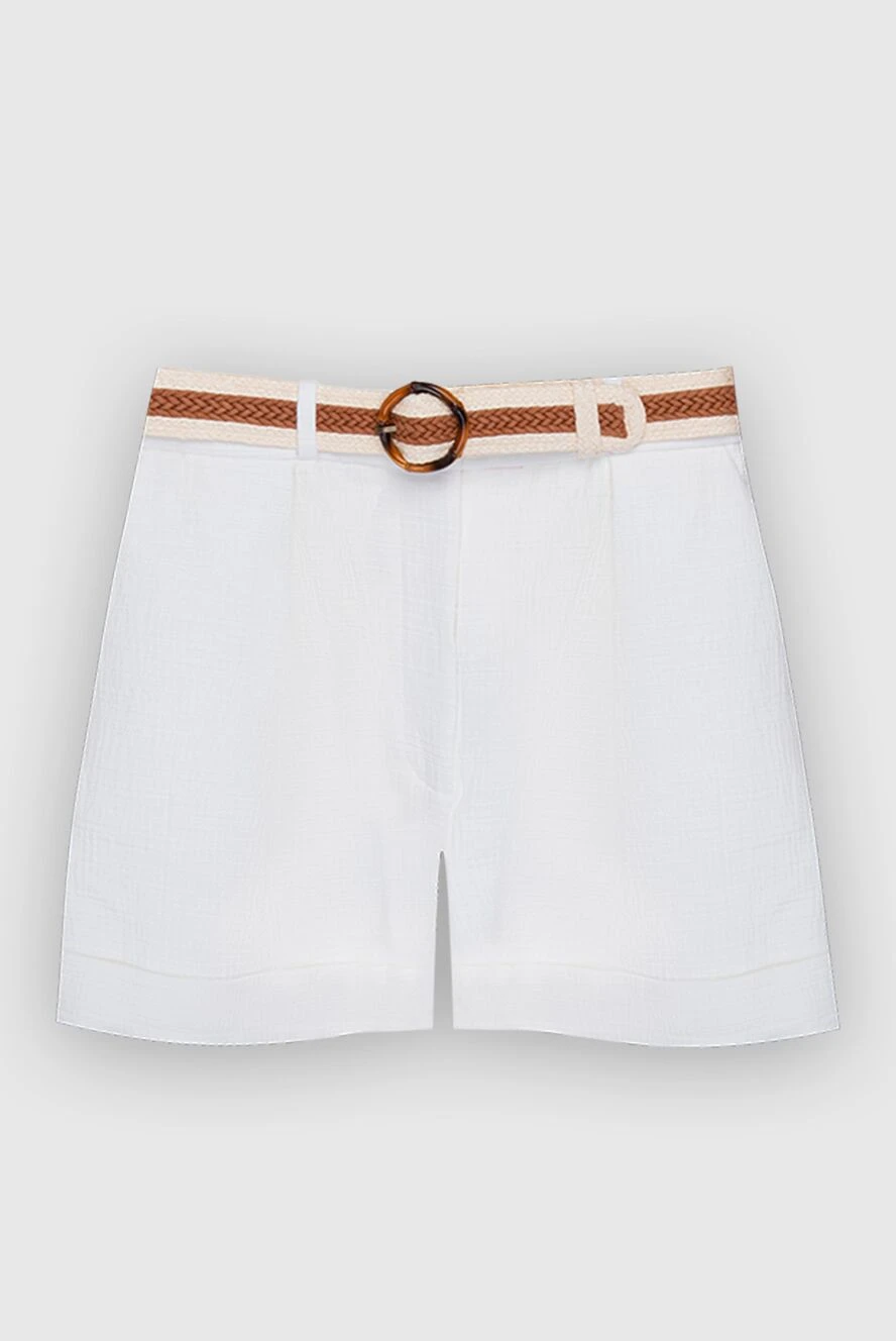 Zimmermann White cotton shorts for women - contrasting belt. four pockets. 100% cotton. zipper, belt. Country of manufacture: Italy. Care: specialized cleaning - photo 1