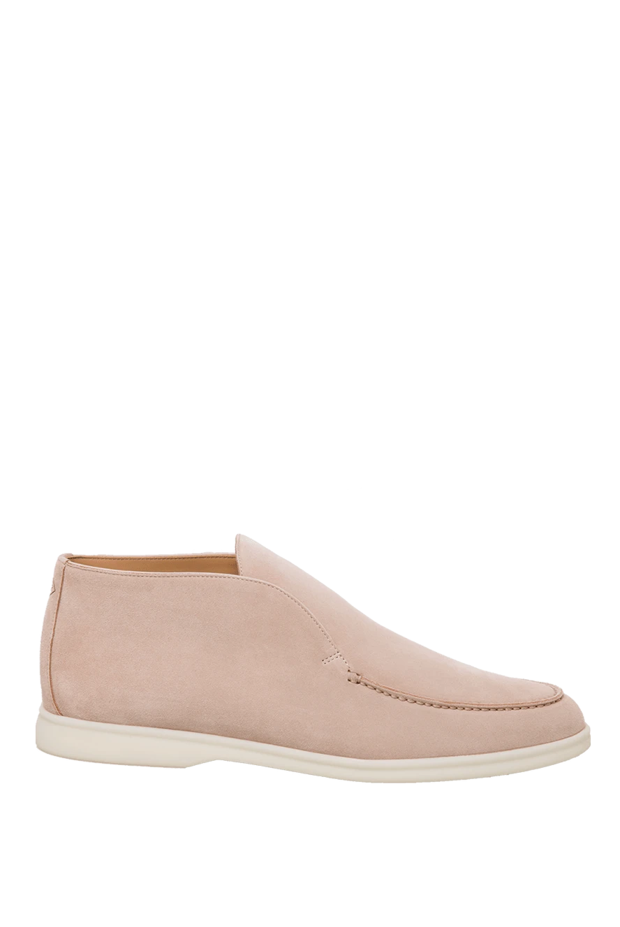 Loro Piana Beige nubuck loafers for men - Decor: contrasting white sole. Composition: 100% nubuck. Country of manufacture: Italy. Care: specialized cleaning - photo 1