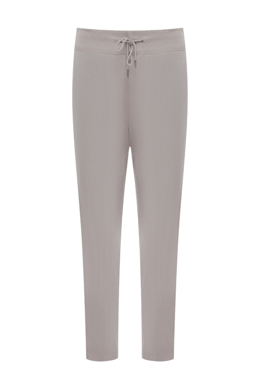 Panicale Women's cropped pants with ties in beige - 52% wool, 45% viscose, 3% elastane. elastic belt, drawstring. Country of manufacture: Italy. Care: specialized cleaning - photo 1