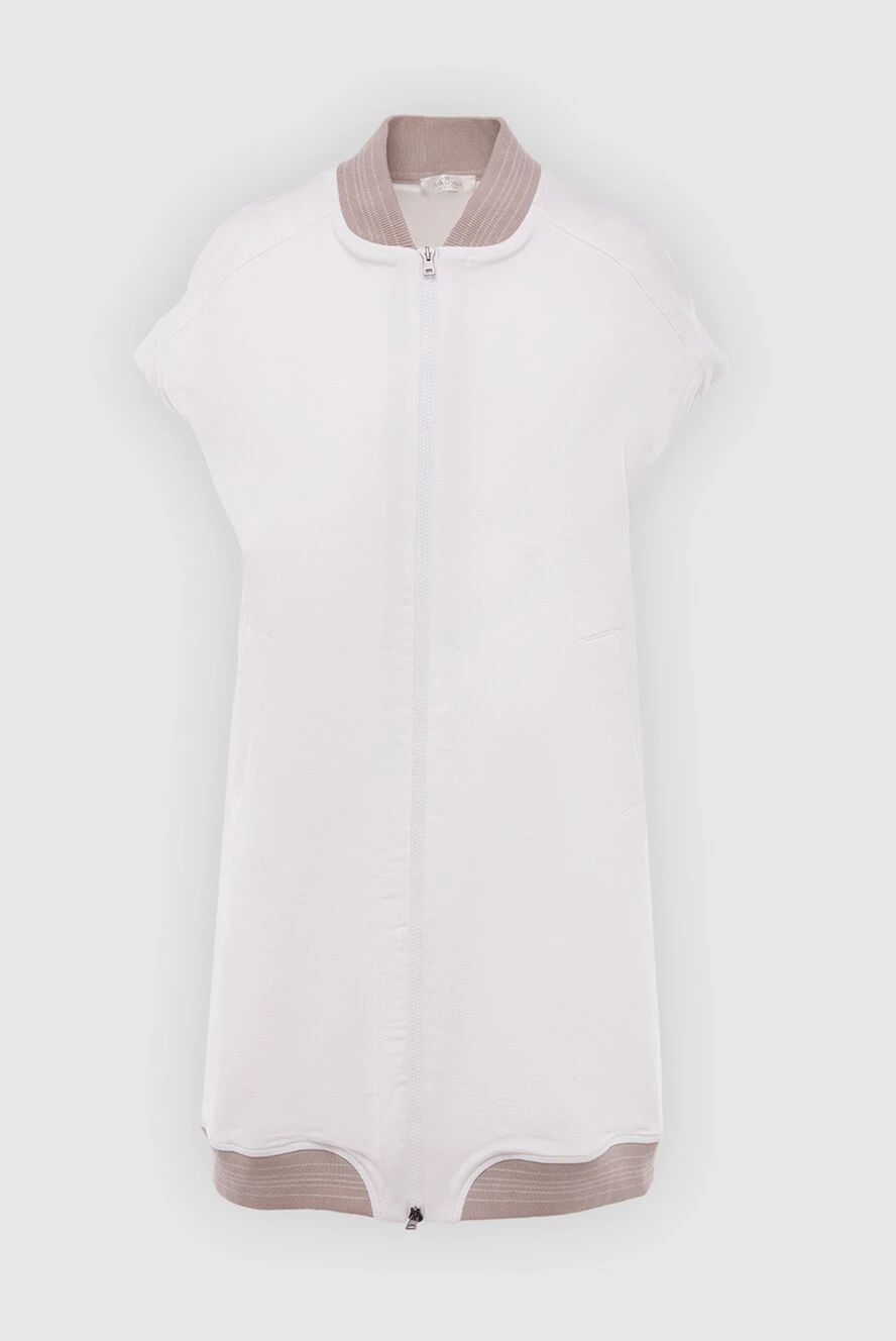 Panicale White cotton dress for women - zipper. contrasting neck and bottom, short sleeve. 98% cotton, 2% elastane. Country of manufacture: Italy. Care: specialized cleaning - photo 1