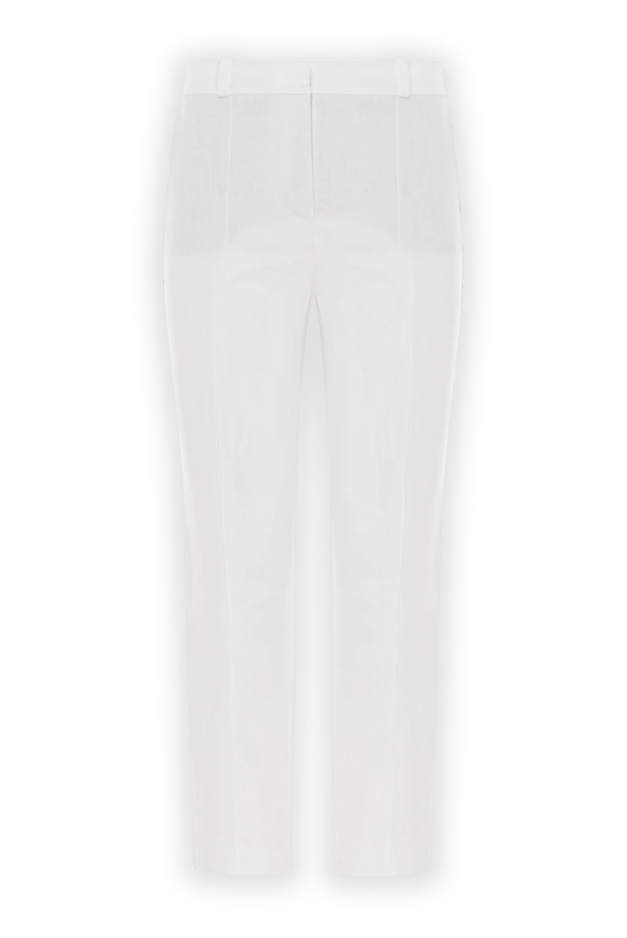 Loro Piana White linen cropped pants with a high waist women's - four pockets. 100% linen. zipper, button. Country of manufacture: Italy. Care: specialized cleaning - photo 1