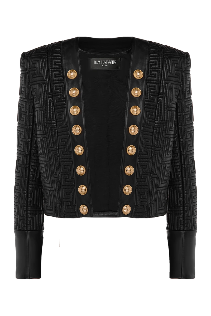 Balmain Куртка из натуральной кожи черная женская - пуговицы, логотип. 100% натуральная кожа. Страна производитель: Франция. Уход: специализированная чистка - фото 1