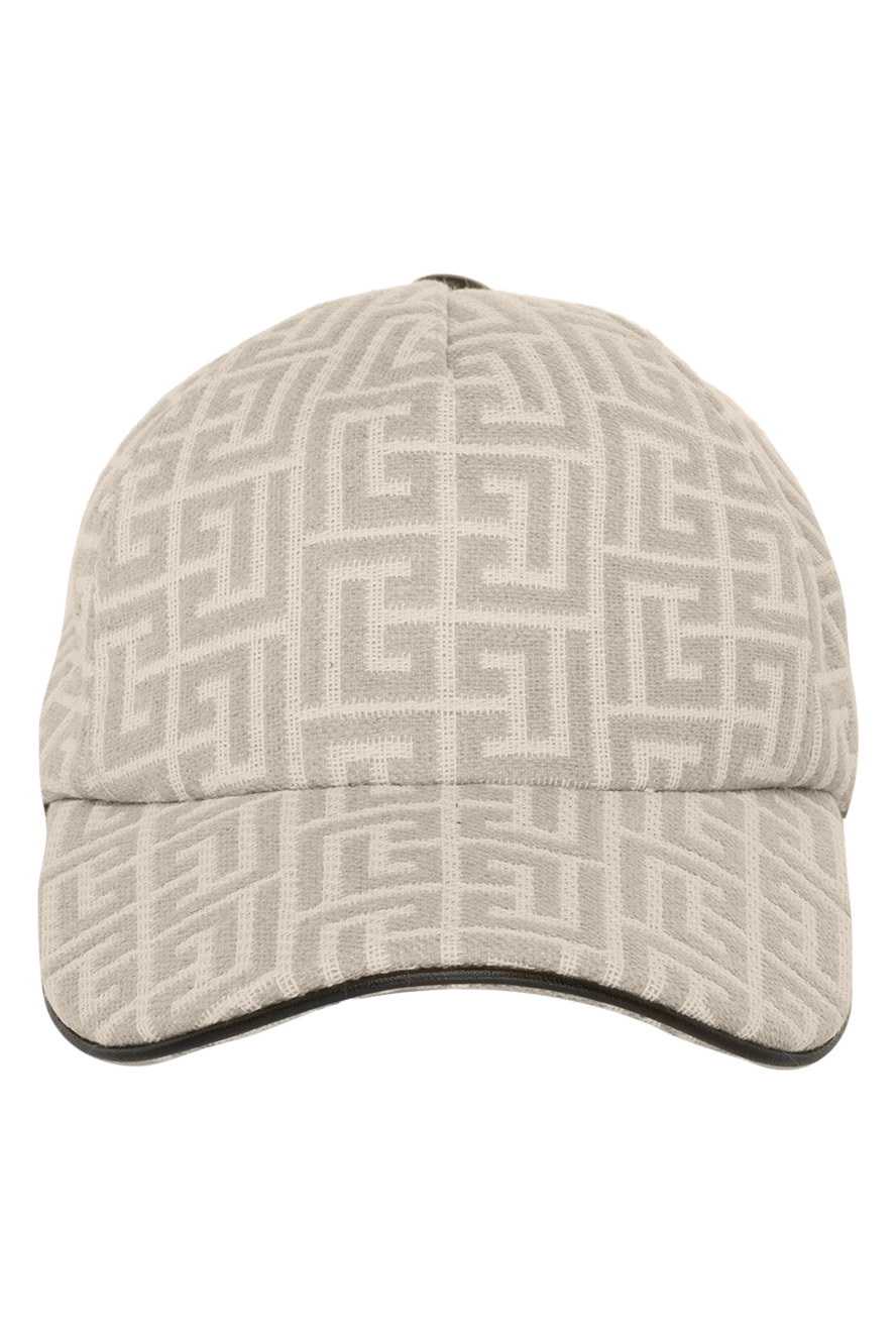 Balmain Beige women's cap with monogram print - logo pattern. strap. 51% linen, 49% cotton. Country of manufacture: Italy. Care: specialized cleaning - photo 1