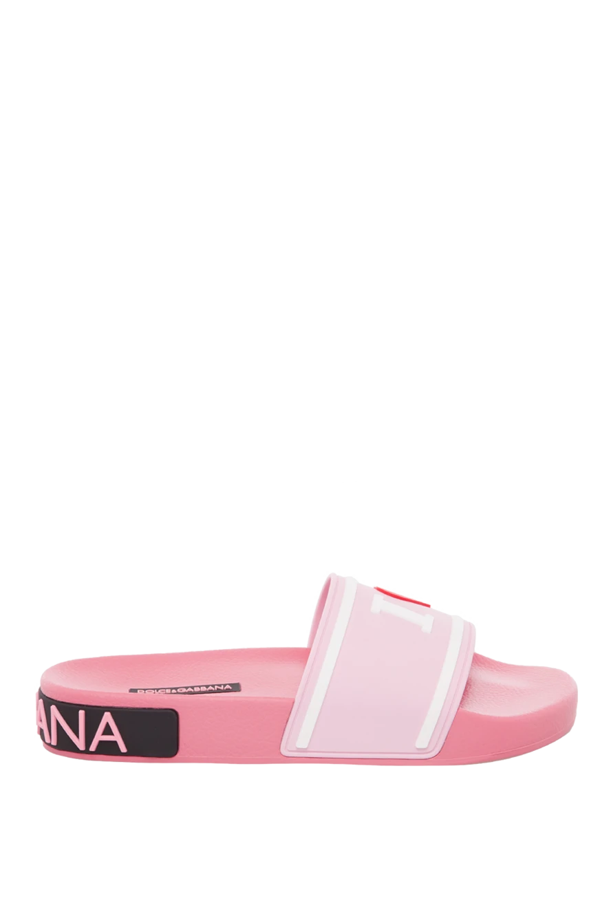 Dolce & Gabbana Women's rubber slippers with an embossed logo, pink - embossed logo. rubber. Country of manufacture: Italy. Care: specialized cleaning - photo 1