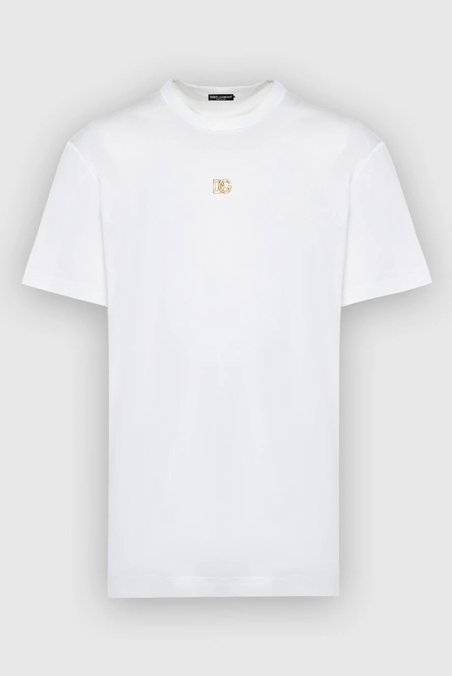 Dolce & Gabbana White cotton T-shirt for men - logo. 100% cotton. Country of manufacture: Italy. Care: specialized cleaning - photo 1