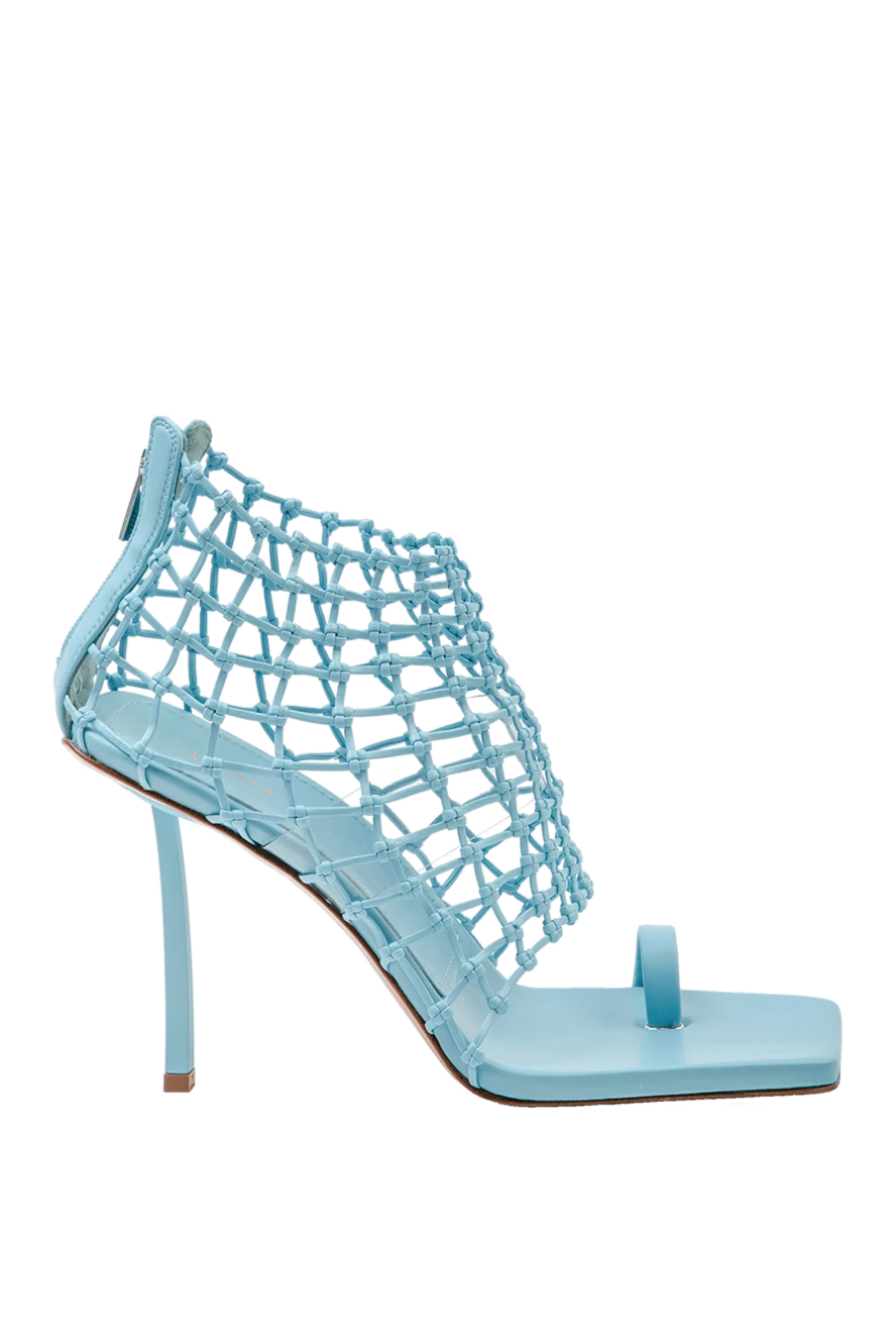 Le Silla Women's blue leather sandals with woven details - weaving. genuine leather. Country of manufacture: Italy. Care: specialized cleaning - photo 1