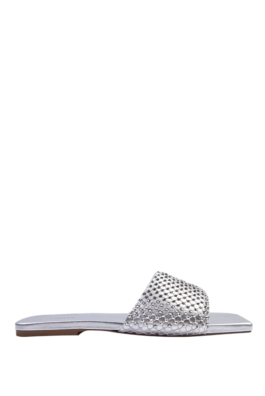 Le Silla Women's leather slippers with a square toe silver - square nose, silver spraying, mesh. leather. Country of manufacture: Italy. Care: specialized cleaning - photo 1