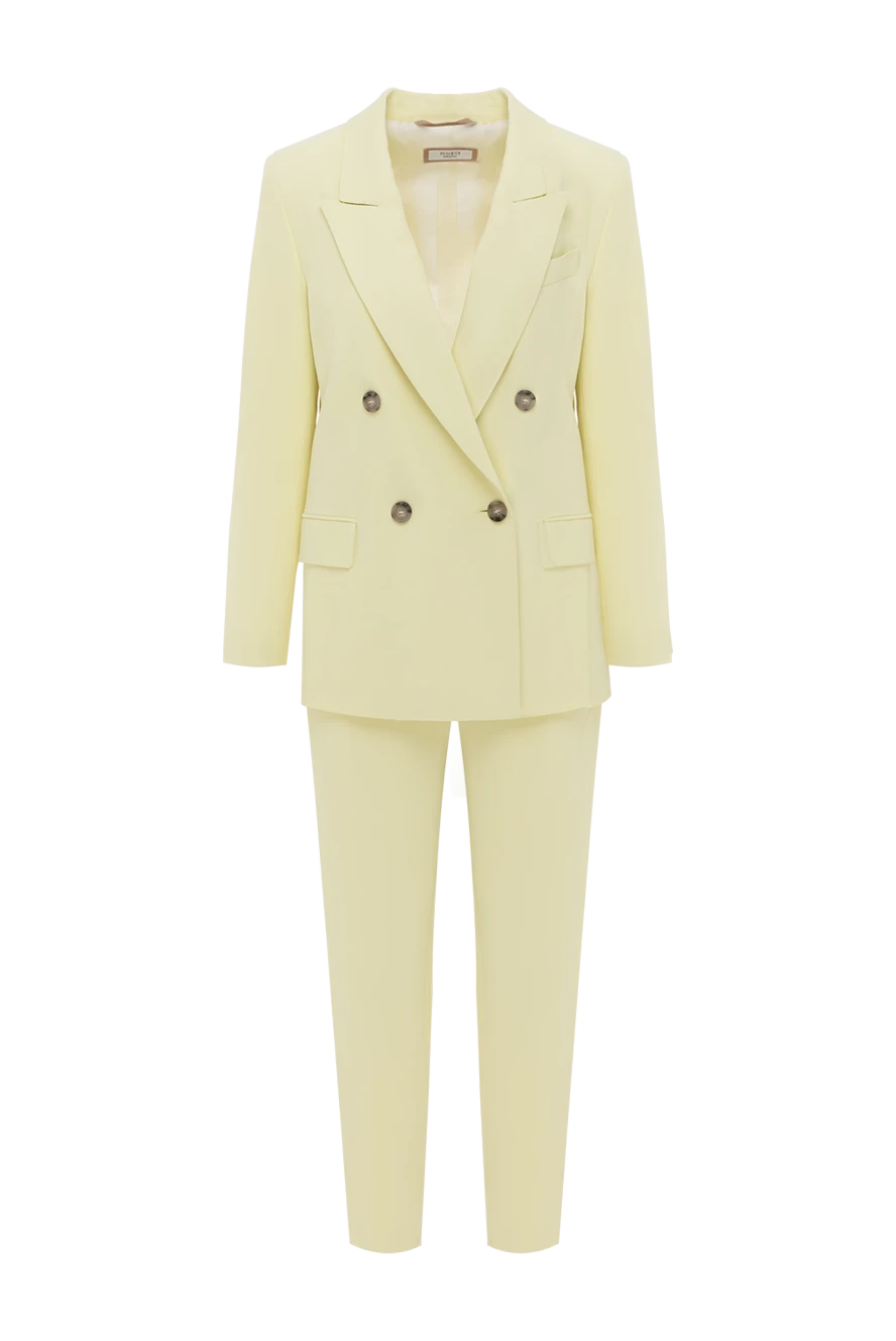 Peserico Yellow viscose and elastane trouser suit for women - 96% viscose, 4% elastane. Closure: buttons. two side pockets, two trouser pockets. Country of manufacture: Italy. Care: specialized cleaning - photo 1