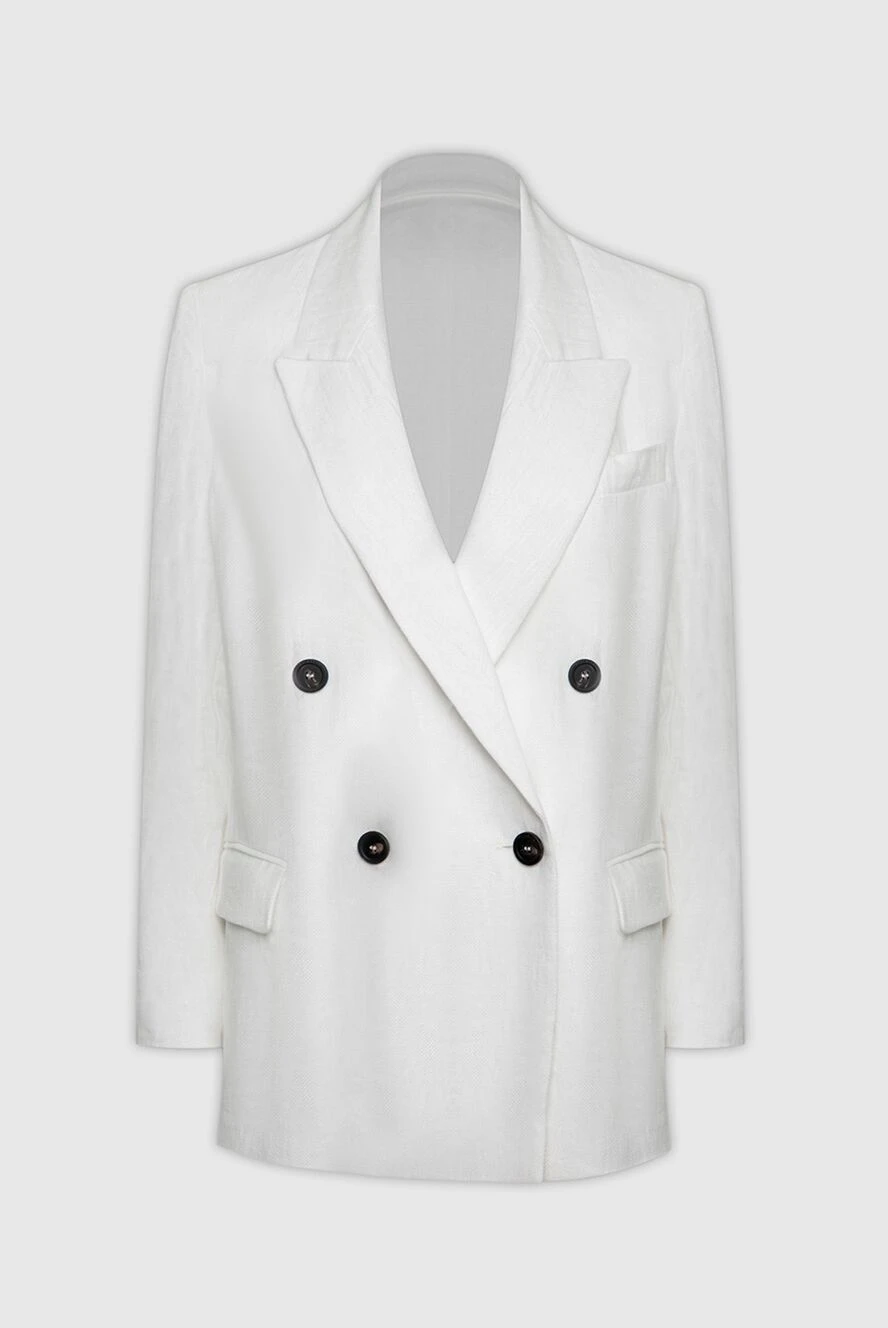 Peserico White linen jacket for women - contrasting buttons. 100% linen. Closure: buttons. two side pockets. Country of manufacture: Italy. Care: specialized cleaning - photo 1