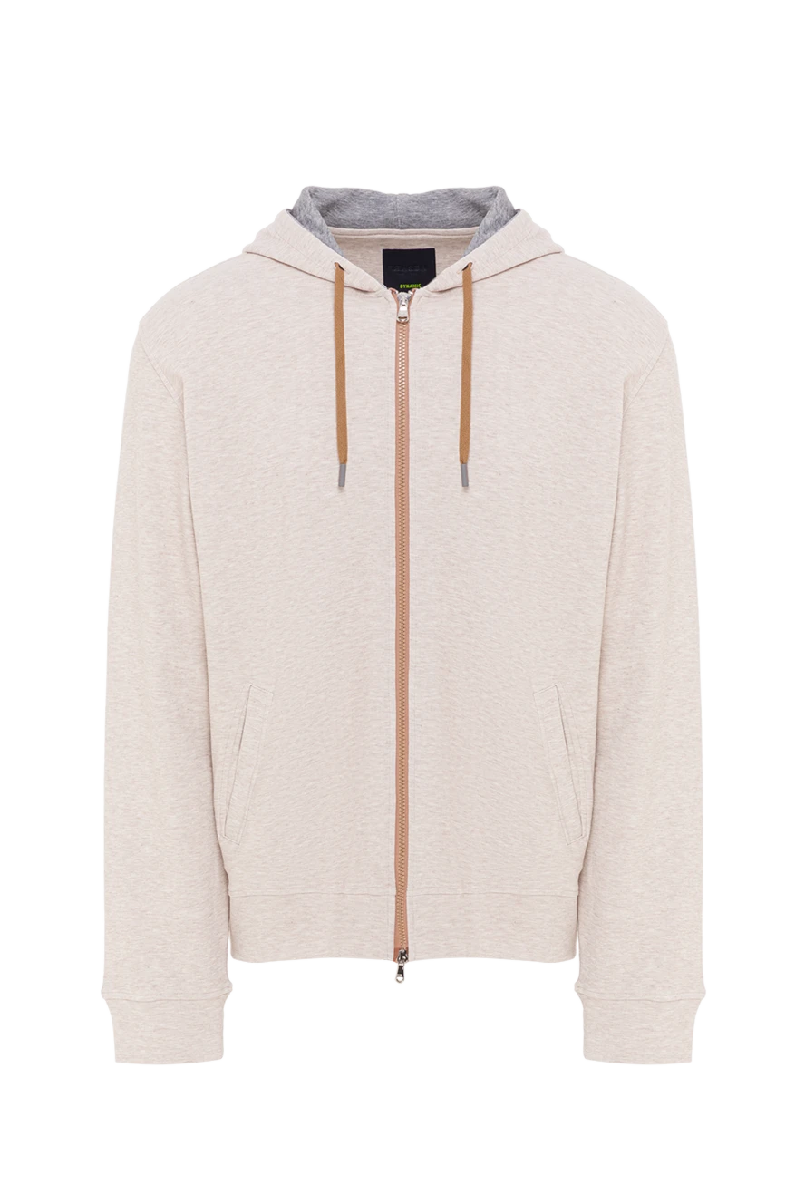 Barba Napoli Beige cotton and polyamide hoodie - 66% cotton, 34% polyamide. zipper, drawstring. two front pockets. Country of manufacture: Italy. Care: specialized cleaning - photo 1