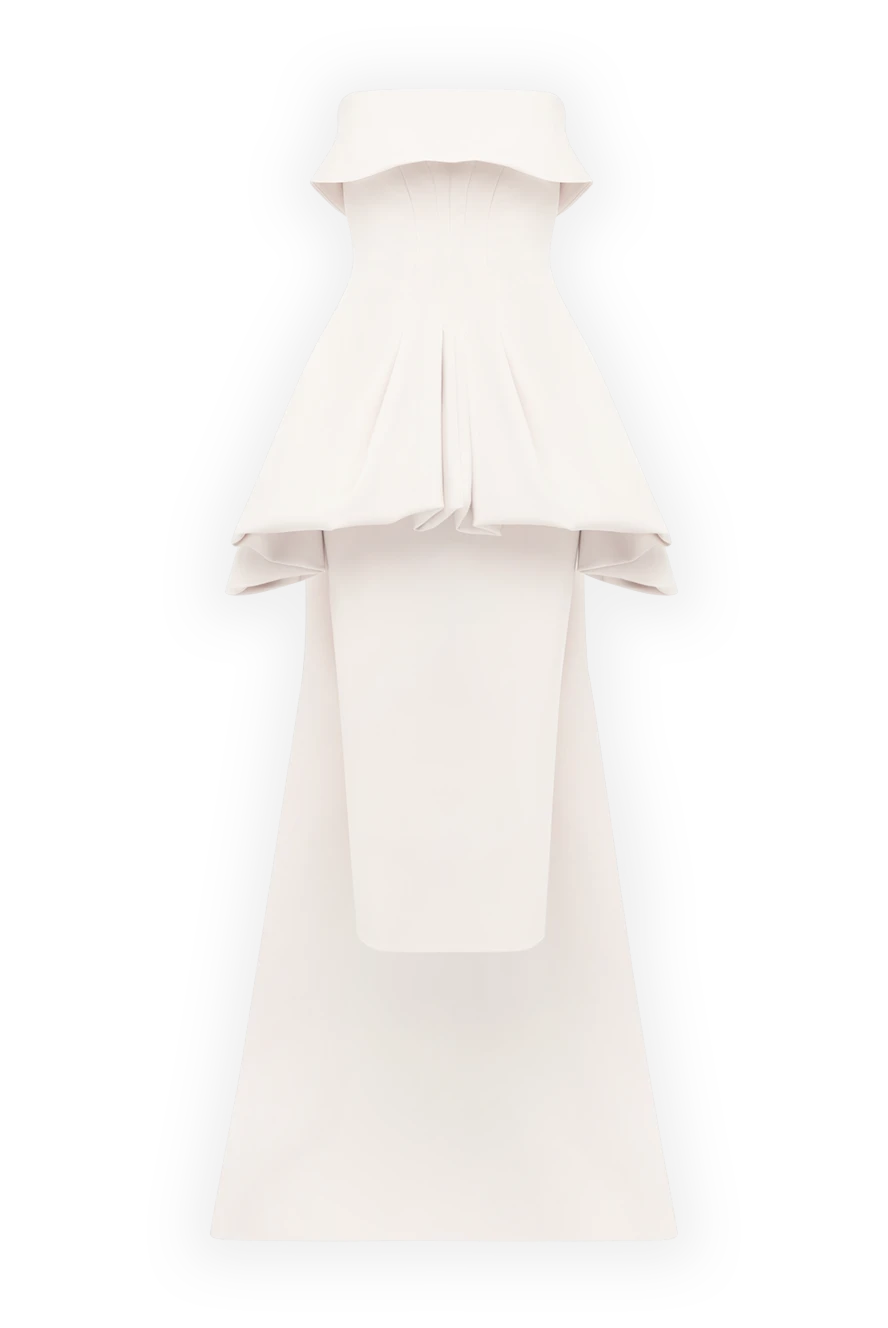 Maticevski White polyester dress for women - zipper. voluminous collar, ruffle. 93% polyester, 7% elastane. Country of manufacture: Italy. Care: specialized cleaning - photo 1