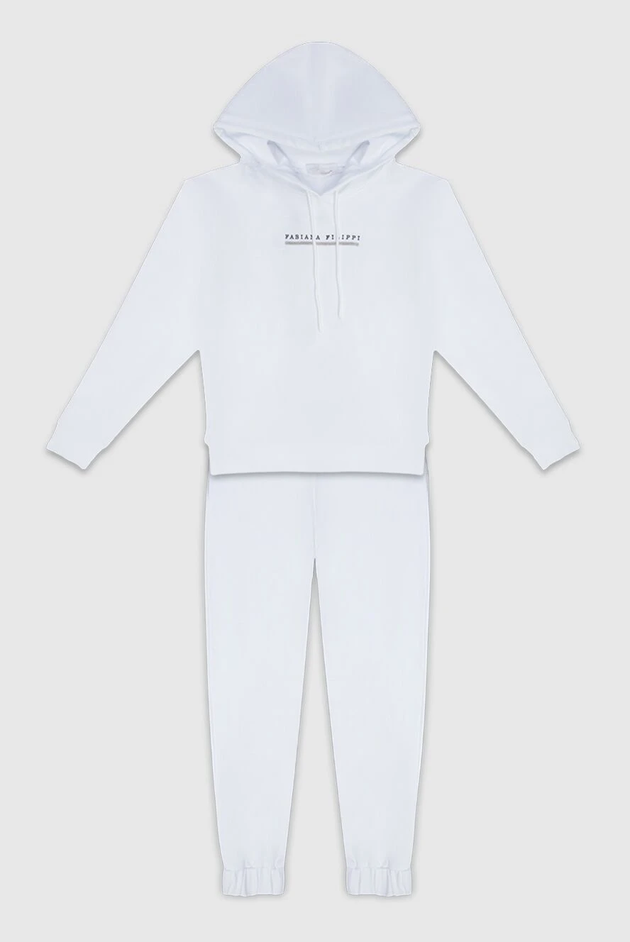 Fabiana Filippi Walking suit made of cotton and elastane white for women - logo. 100% cotton. Closure: drawstring. hood: yes. Country of manufacture: Italy. Care: specialized cleaning - photo 1