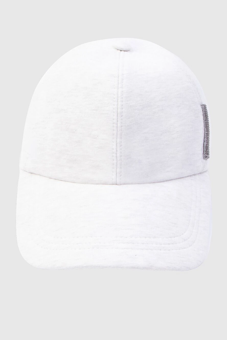 Brunello Cucinelli Women's cap white with a strip of beads - 95% cotton, 5% elastane. Country of manufacture: Italy. Care: specialized cleaning - photo 1