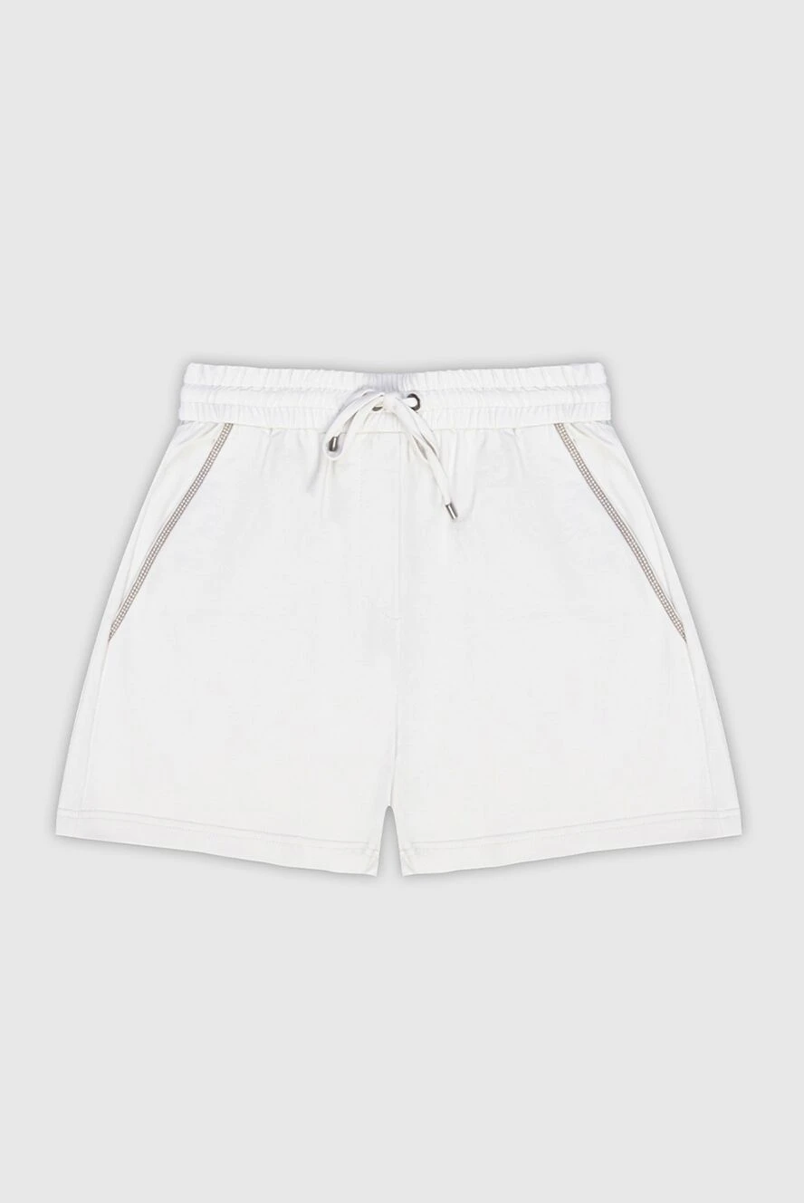 Brunello Cucinelli White cotton shorts for women - four pockets. 98% cotton, 2% elastane. elastic belt with lacing. Country of manufacture: Italy. Care: specialized cleaning - photo 1