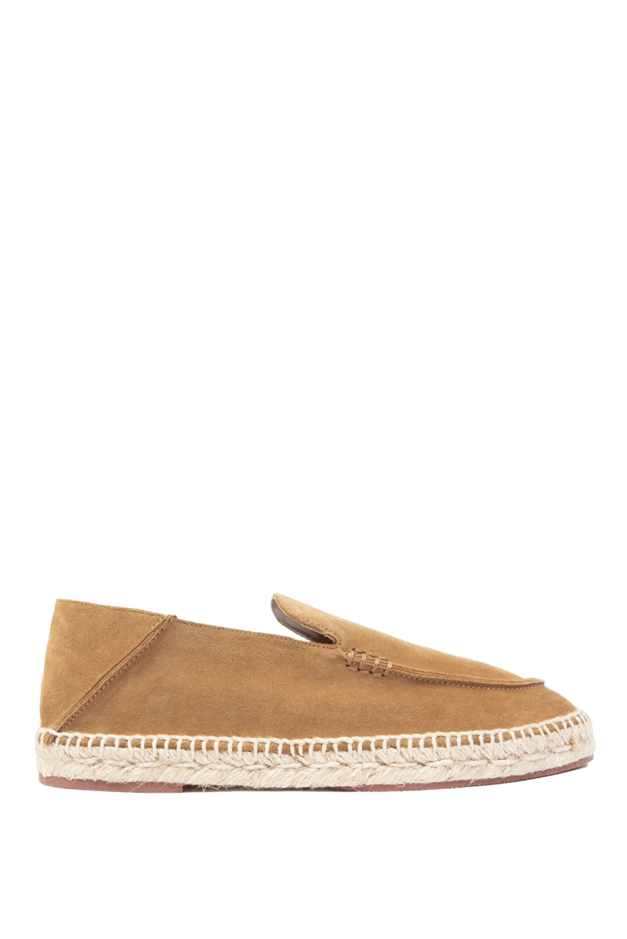 Loro Piana Beige suede espadrilles for men - contrast woven sole. 100% suede. Country of manufacture: Italy. Care: specialized cleaning - photo 1